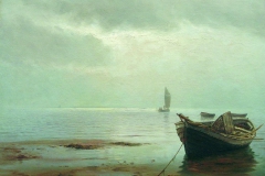 Лев Лагорио. Лодка у берега и парусник, 1885